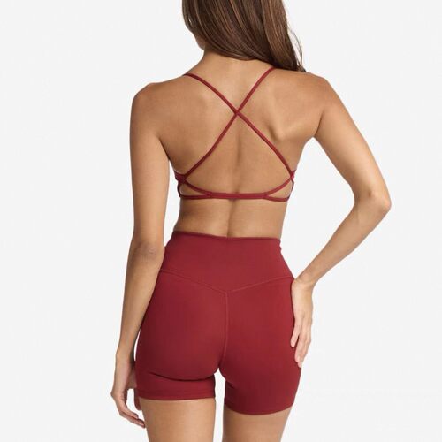 csb同款瑜伽背心女交叉美背含胸垫健身文胸高弹速干运动内衣短裤