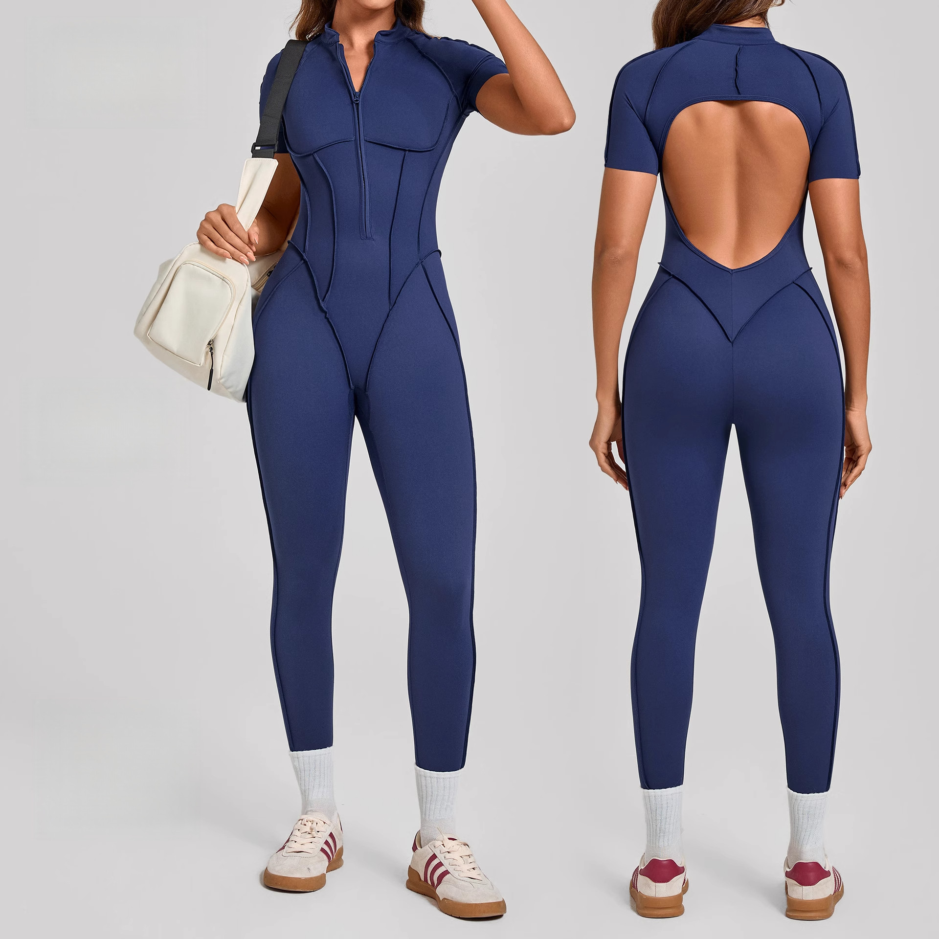 BetterMe同款立领短袖瑜伽连体衣