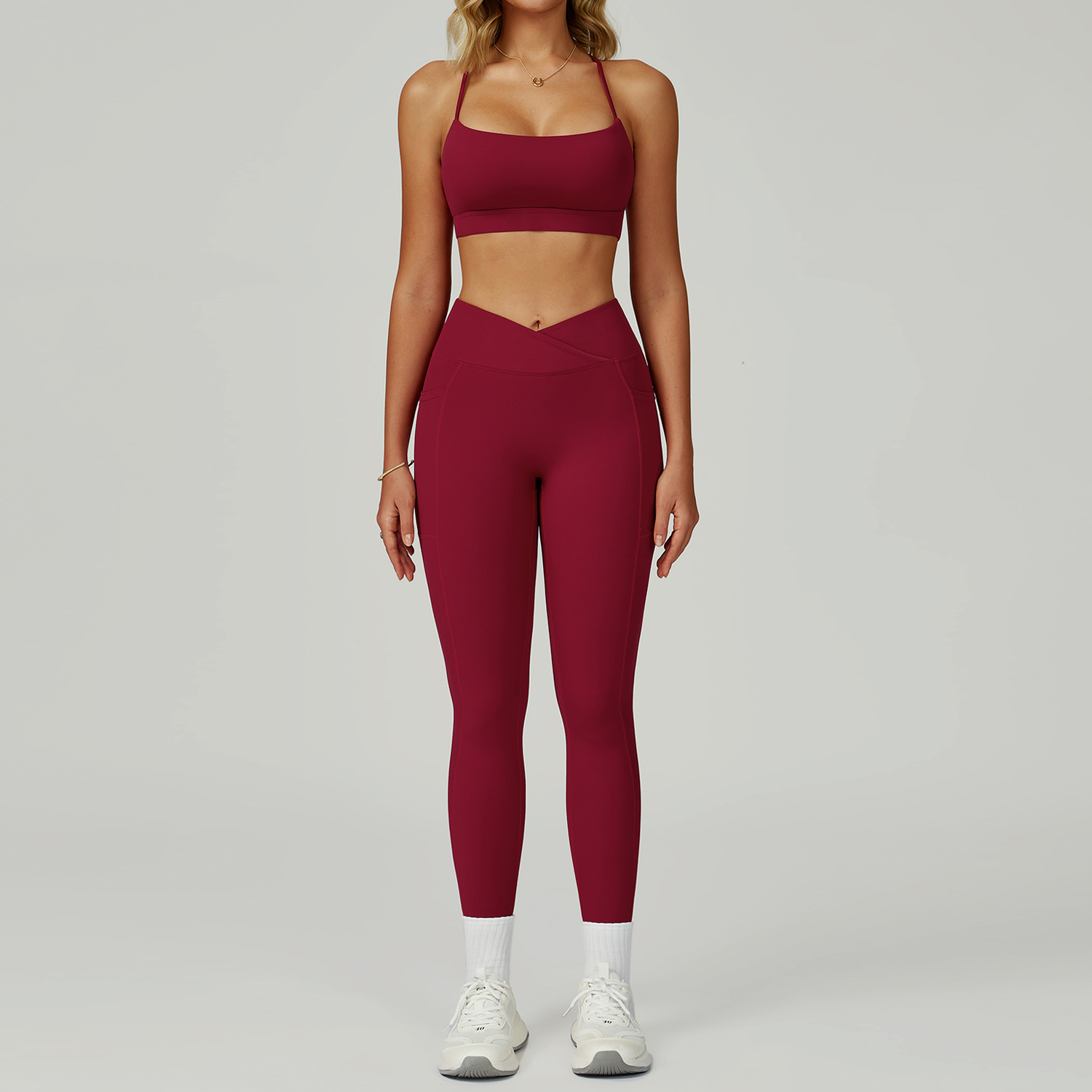 红色瑜伽裤裸感瑜伽套装