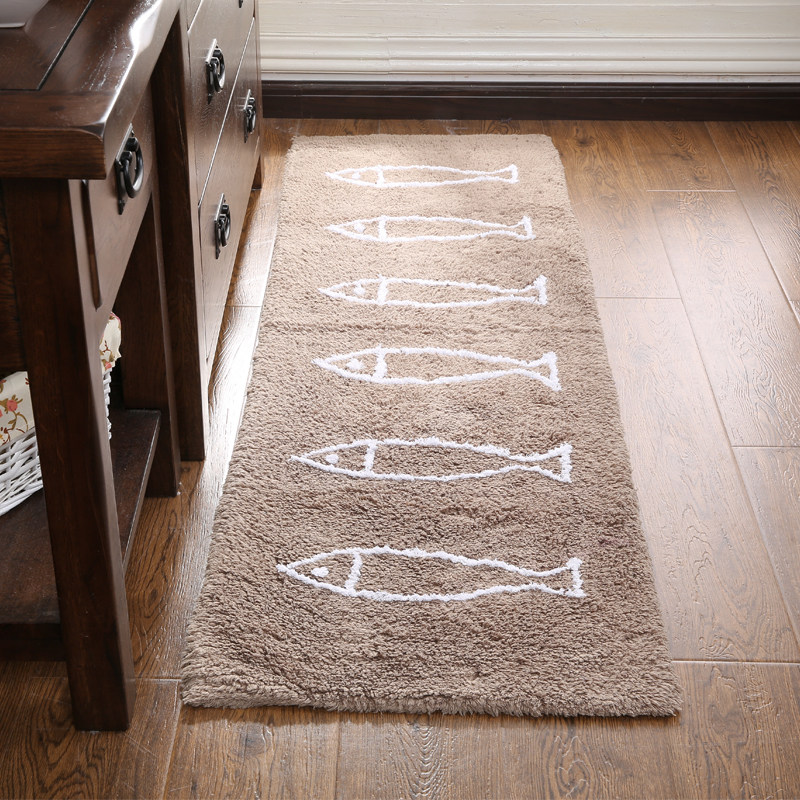 小鱼全棉厨房地垫吸水吸油耐脏