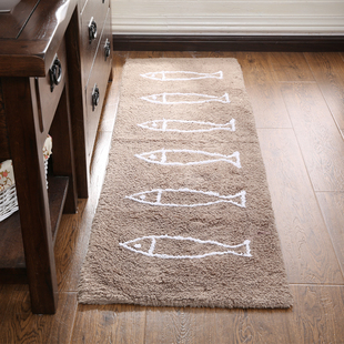 小鱼全棉厨房地垫吸水吸油耐脏长条地毯进门口垫儿童浴室防滑脚垫