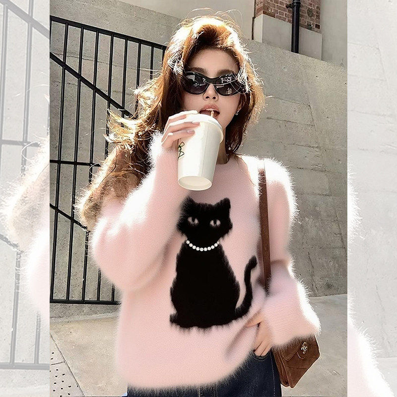 高级感超好看韩系chic上衣高端精致茶里茶气别致粉色针织衫女冬季,女装/女士精品,毛衣,淘宝优惠券,粉丝福利购,淘宝优惠卷