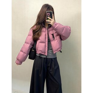 甜美小个子粉色超好看棉服女款巨好看的冬装外套洋气小棉袄面包服