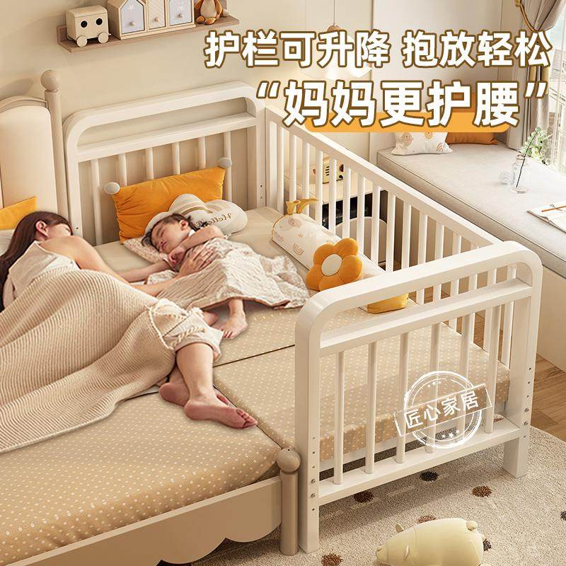 铁艺儿童床拼接床婴儿床带护栏宝宝小床男孩钢架单人床加宽大床边
