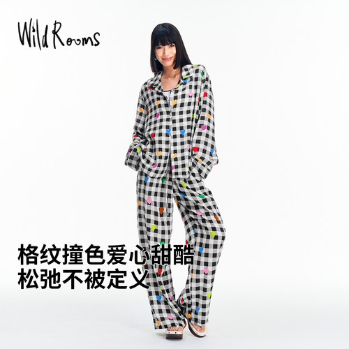 莱赛尔女睡衣套装亲肤透气格纹