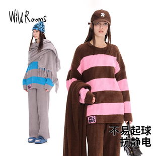 慵懒风可外穿 WildRooms春秋条纹三件套家居服保暖男女同款