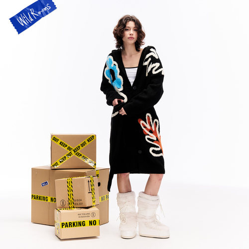Wildrooms家居服女款可外穿连帽开衫睡袍秋款舒适保暖彩趣味潮酷