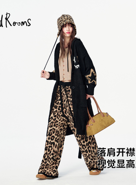 WildRooms冬季2025新款中长款黑色保暖半边绒家居睡袍女士可外穿