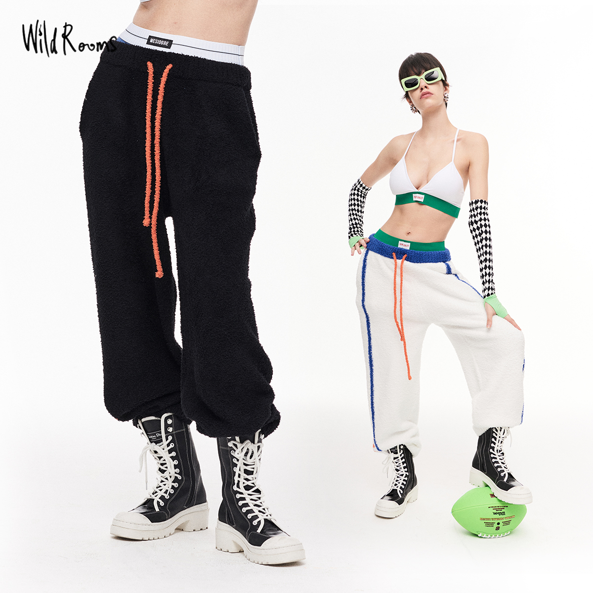 WildROOMS休闲风半边绒家居裤