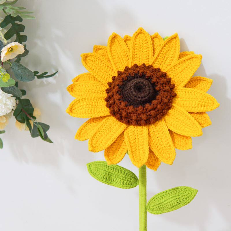 1米高直径0厘米巨大向日葵花束成品手工毛线钩织仿真太阳花礼物