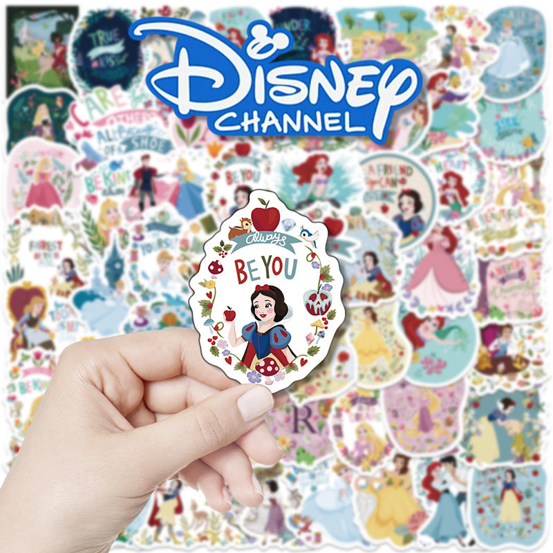 60张迪士尼官方授权公主贴纸白雪公主合集卡通可爱人高颜值少女心女生儿童玩具手机壳笔记本装饰手账贴画