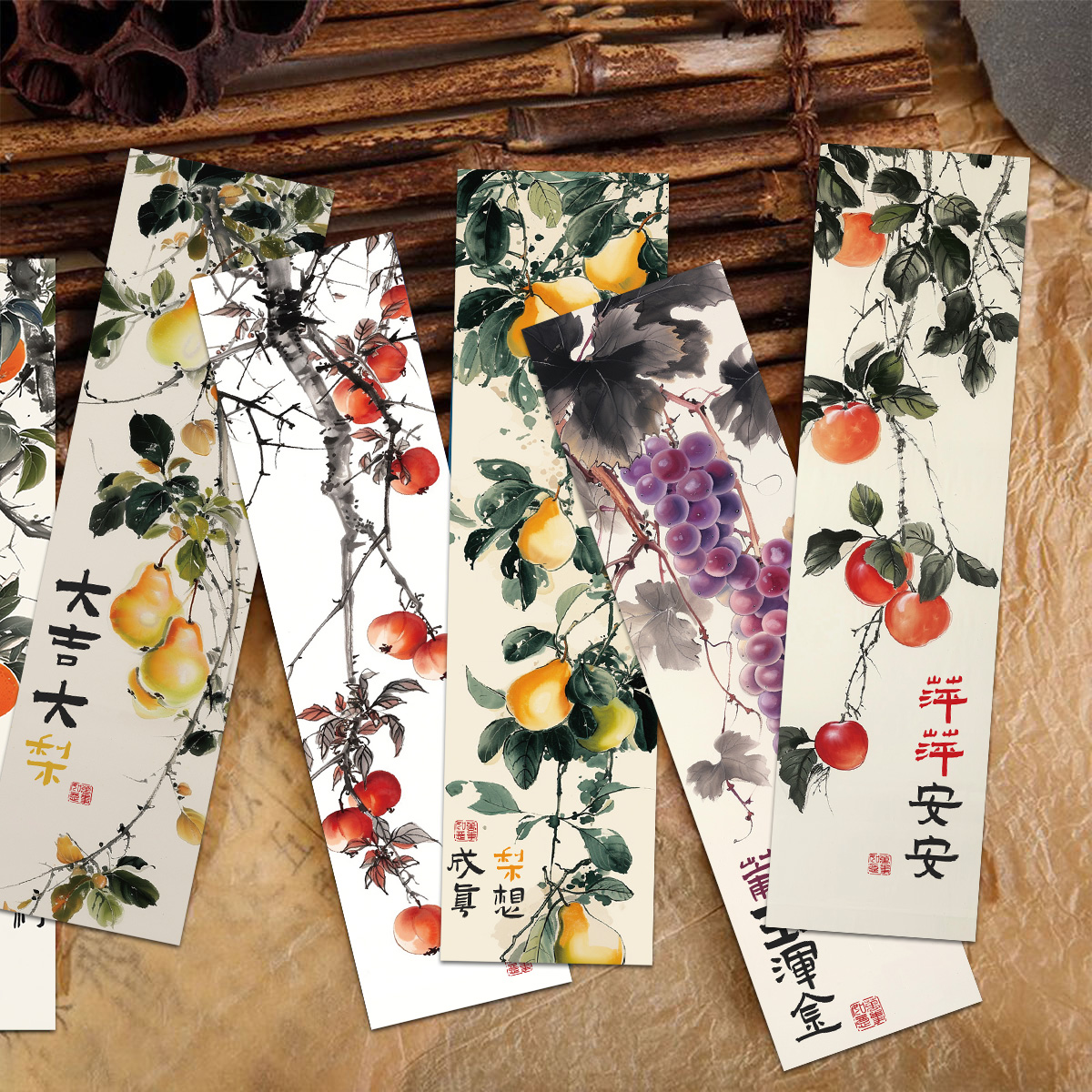 30张万柿胜意国风古风国画书签祝福文字创意文艺古典装饰书签diy