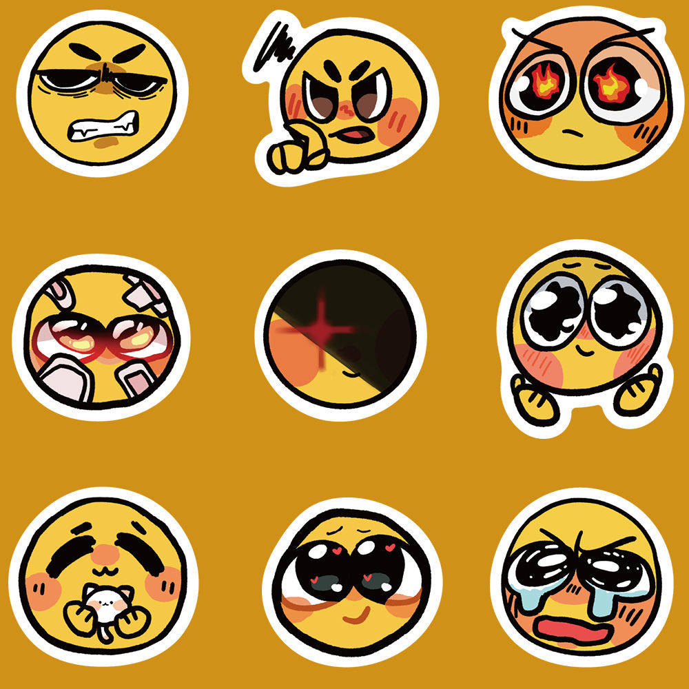 60张原创小黄豆emoji表情包贴纸趣味创意diy笔记本水杯手账贴防水