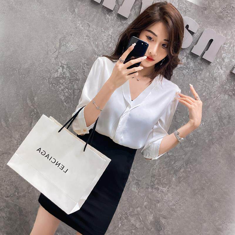 白色职业装衬衫套装女2024新款夏季短袖高端珠宝店工作服气质衬衣