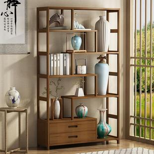 置物架茶具茶叶多宝阁展示柜客厅书架博古摆件柜 博古楠竹新中式
