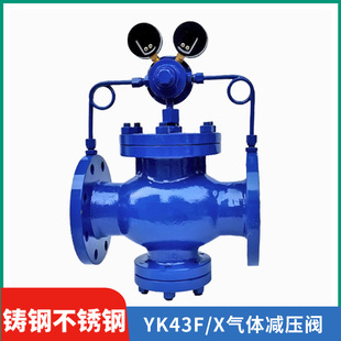 减压阀 40C铸钢碳钢活塞式 双压力表氧气压缩空气 25C YK43F