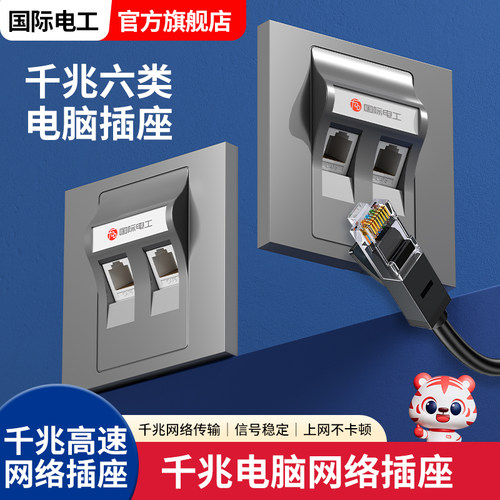 国际电工86型暗装网线面板插座