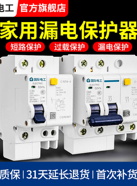 国际电工漏电保护器开关家用2P63aA空气开关总闸带断路器空开漏保