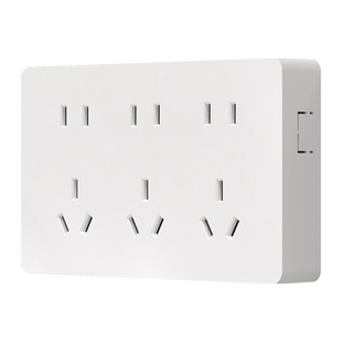 国际电工明装墙壁插座明线明盒一开五孔多孔家用超薄带开关面板