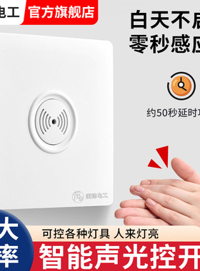 86型暗装声光控面板二线楼道延时感应led节能灯家用物业声控开关