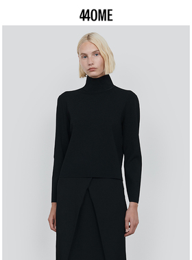 440ME女装 新品高领柔软舒适显瘦通勤针织黑色长袖毛衣FDFW0343K