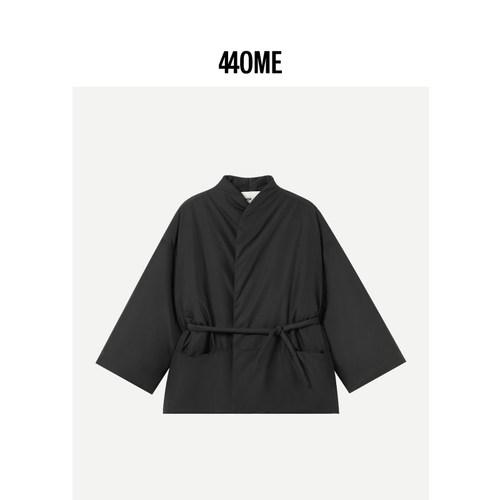 440ME优雅青果领系带短款棉服