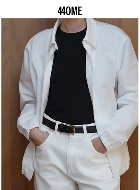 440ME女装新品简约宽松翻领棉亚麻混纺白色休闲夹克外套FDSS0240W