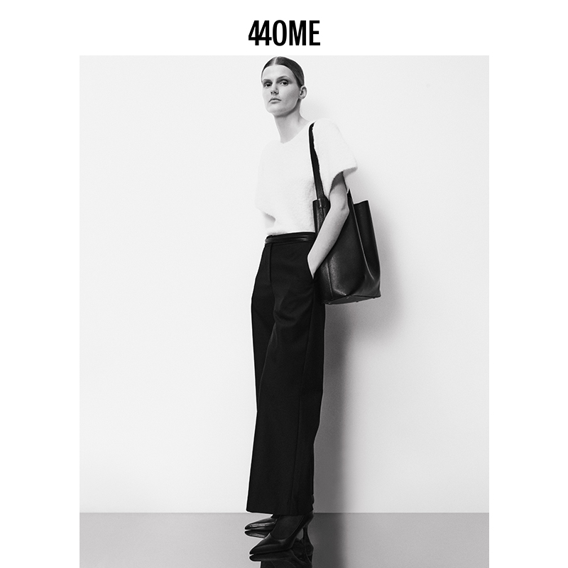 440ME马海毛混纺优雅短袖毛衣