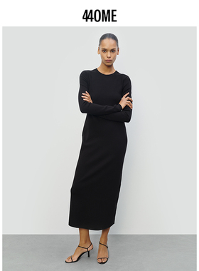 440ME26年春季新品女装针织长袖连衣裙桑蚕丝修身裙装FESS0304K