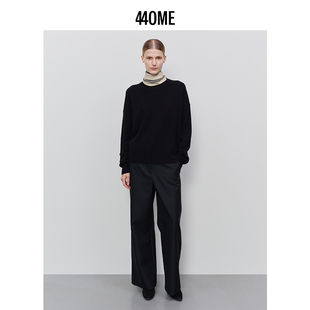 440ME女装 老钱风直筒宽松圆领休闲套头羊毛毛衣FCFW0370K 经典