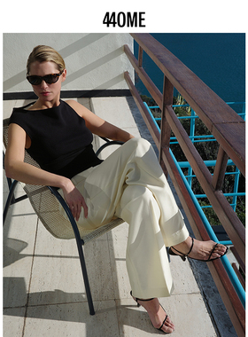 440ME女装 羊毛桑蚕丝混纺简约高级通勤直筒西裤长裤FDSS0808W