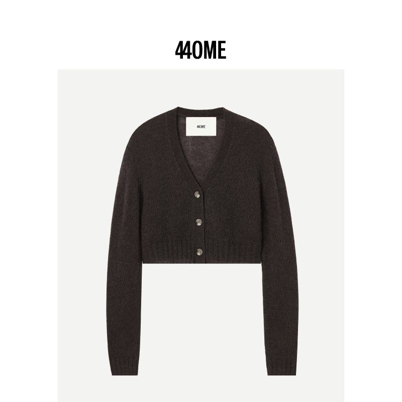 440ME马海毛羊毛混纺V领毛衣开衫