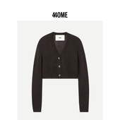 V领针织开衫 440ME女装 秋冬马海毛羊毛混纺轻薄长袖 外套FB3F0341K