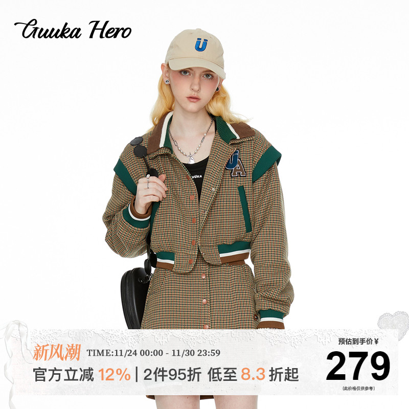 GUUKAHERO短款棒球服棉衣