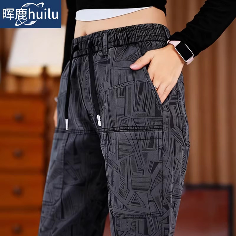 2026春夏多口袋提花休闲裤男士宽松直筒时尚百搭潮流长裤男春秋款
