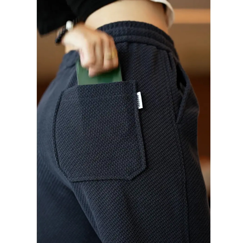 斜纹针织卫裤男休闲裤2025新款秋冬季宽松直筒加绒加厚保暖长裤子