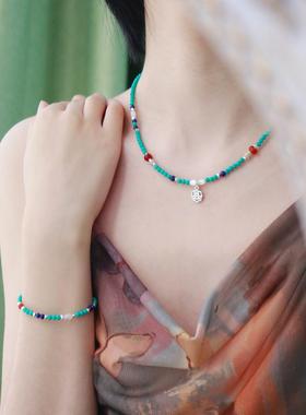 月似弓原创手作琉璃捷克珠项链