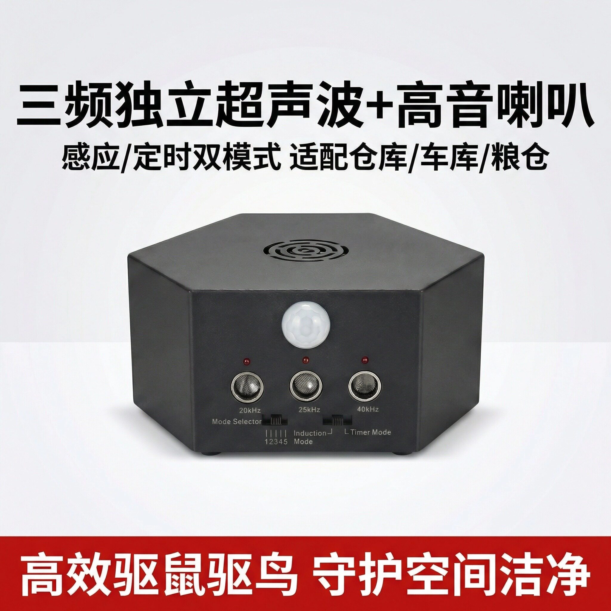大功率变频超声波智能驱鸟器户外仓库车库粮仓驱鼠吓鸟驱鸟兽神器 - 实物图