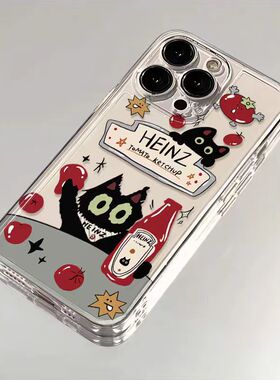 vivo番茄黑猫手机壳12黑色iQOO13猫咪neo10小众s20s19小猫x200拼贴ins冷淡风z9turbo韩系11潮流9适用8爱酷7+6