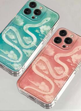 粉晶晶小蛇手机壳2025蛇年小米15本命年红米note14+粉色13pro绿色12Ultra元素11限定k80k70k60k50k40适用30套