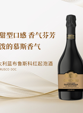 【慕斯香气】半甜型意大利蓝布鲁斯科红起泡酒DOC意大利GIV2024年