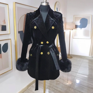 秋冬季韩版金丝绒加厚中长款上衣女遮屁股洋气外套女高级感保暖款