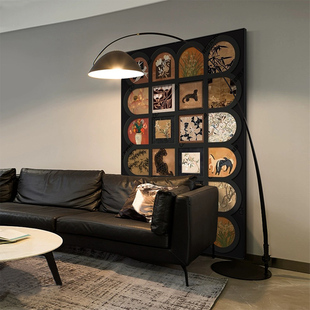 现代中古装饰画玄关走廊装饰画客厅沙发背景挂画竖版落地画可定制