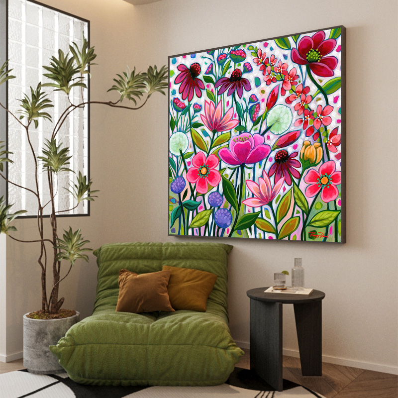 南洋风手绘花卉装饰画现代抽象艺术挂画沙发背景墙挂画玄关挂画图片