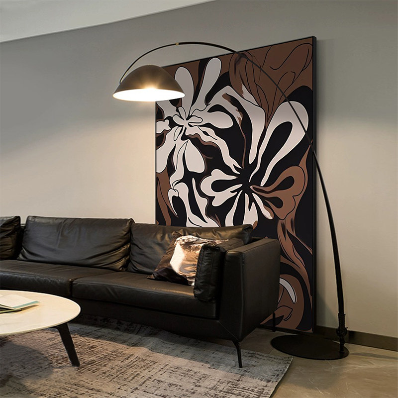 现代轻奢高级感装饰画侘寂风简约挂画意式极简主义客厅沙发落地画