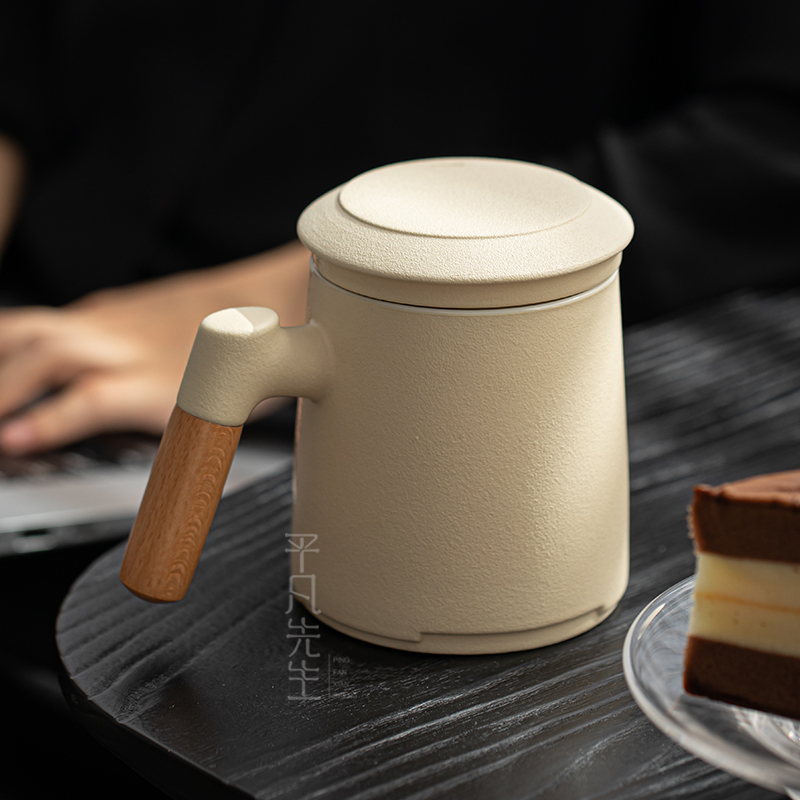 泡茶杯茶水分离男士办公室茶道喝茶杯子个人专用日式陶瓷高档水杯