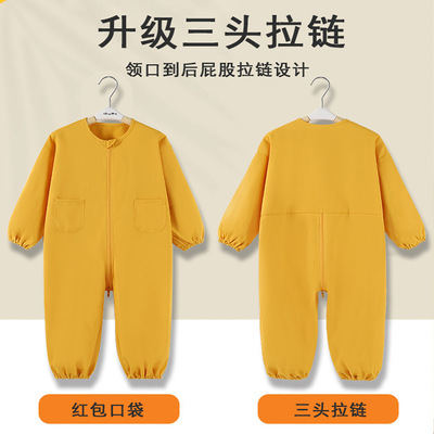 宝宝爬爬服秋冬一体式罩衣哈衣爬行服儿童外穿玩耍户外防脏连体衣