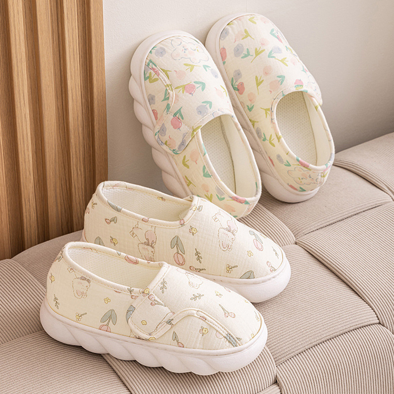 月子鞋春秋包跟产后孕妇鞋夏季薄款厚底防滑软底透气家居棉拖鞋女