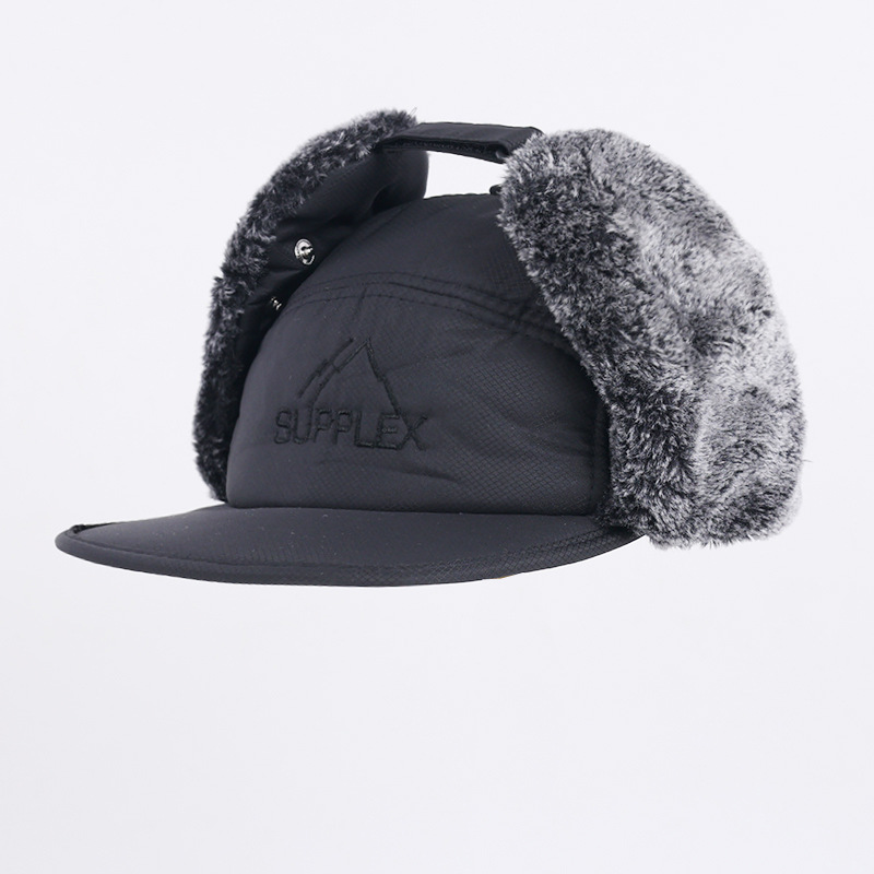 帽子冬季保暖防寒老年帽中老年户外帽刺绣护耳雷锋帽老年人爸爸帽