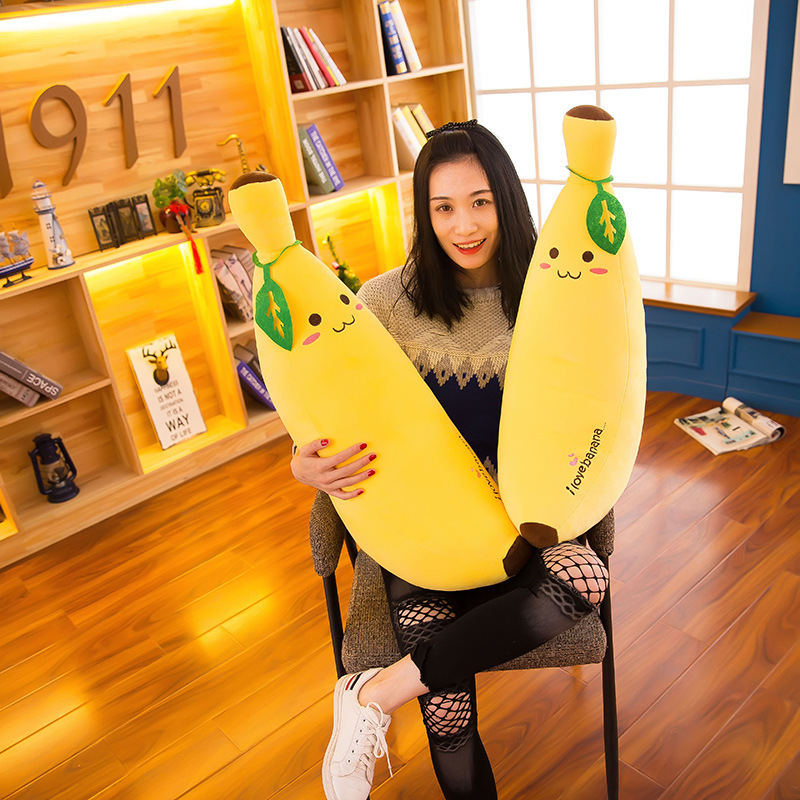直销软体香蕉毛绒玩具抱枕仿真水果靠枕坐垫羽绒棉玩偶